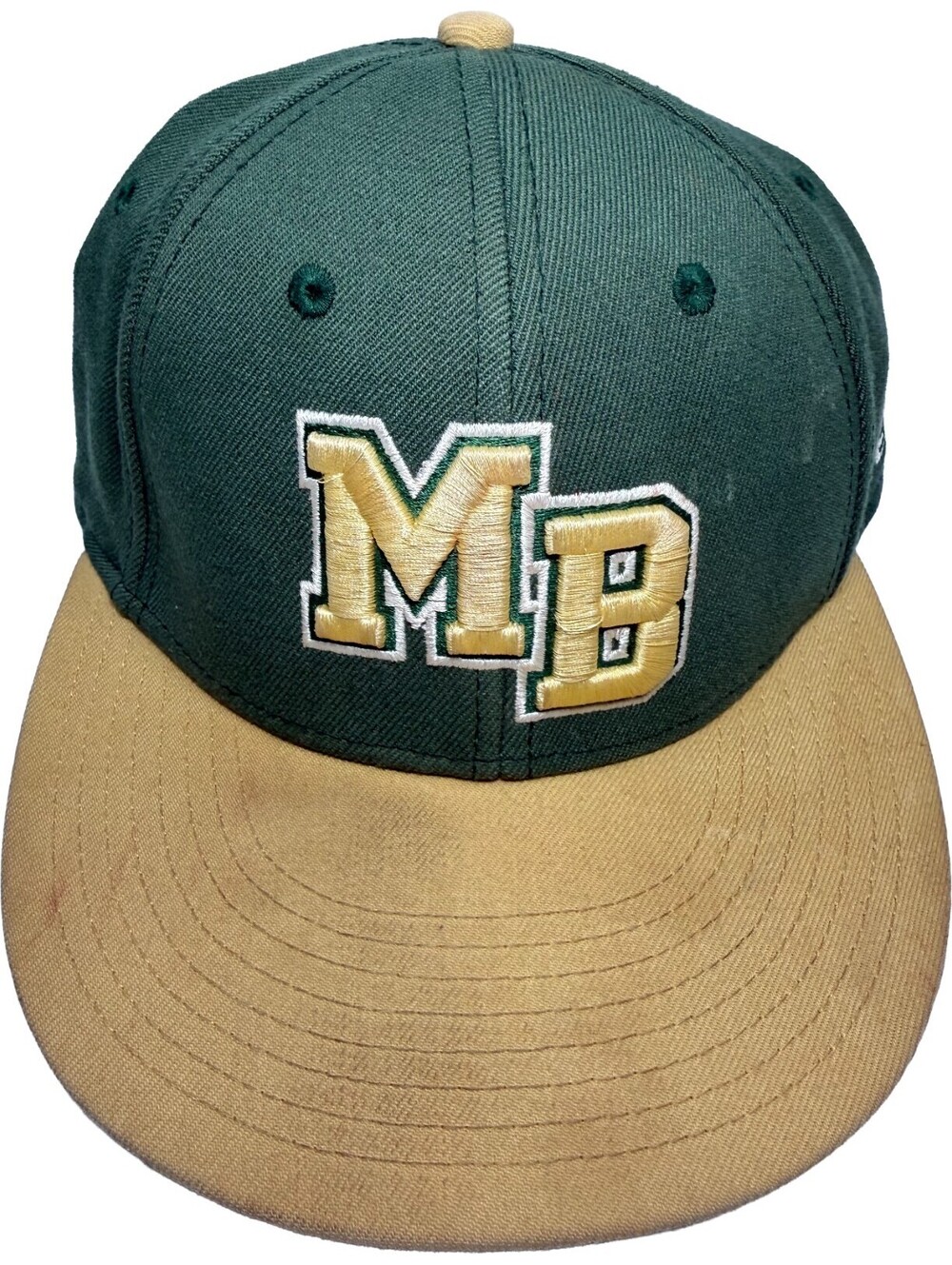 "MB" Alphabet Letters MB Hat Green Gold Flex Fitted Cap Size Small The Game Pro